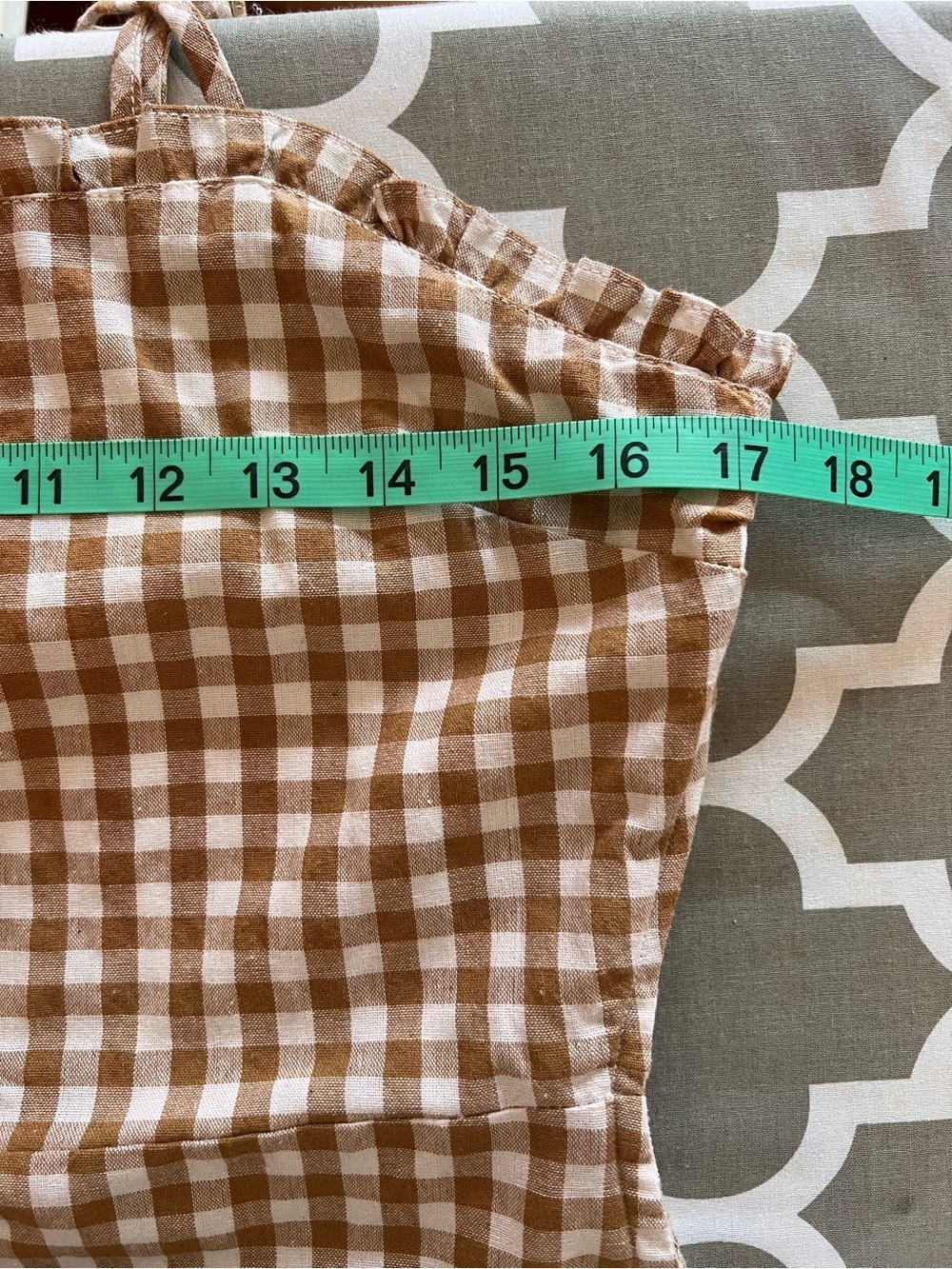 Cotton Candy LA Tan & White Gingham Spaghetti Strap Dress - Picture 7 of 8
